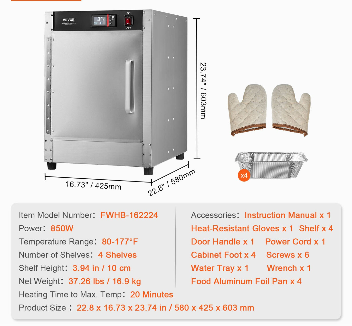 Voedselwarmer – Warmhoudkast – Hotbox – Eten Warmer – Food Cabinet – 4-laags – 201 RVS Behuizing – 360° Luchtcirculatie Met Waterschotel