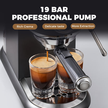 Espressomachine – Koffiezetapparaat – Cappuccinomaker – Koffiepadmachine – Melkopschuimer – 7-Traps Waterniveau – PID Temperatuurregeling
