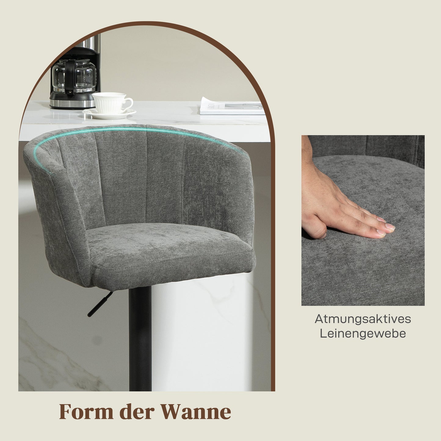 Barkrukken – Barstoelen – Keukenkrukken – Hoge Stoelen – Krukken Set – Donkergrijs – Verstelbare Hoogte – Metalen Onderstel Met Voetsteun
