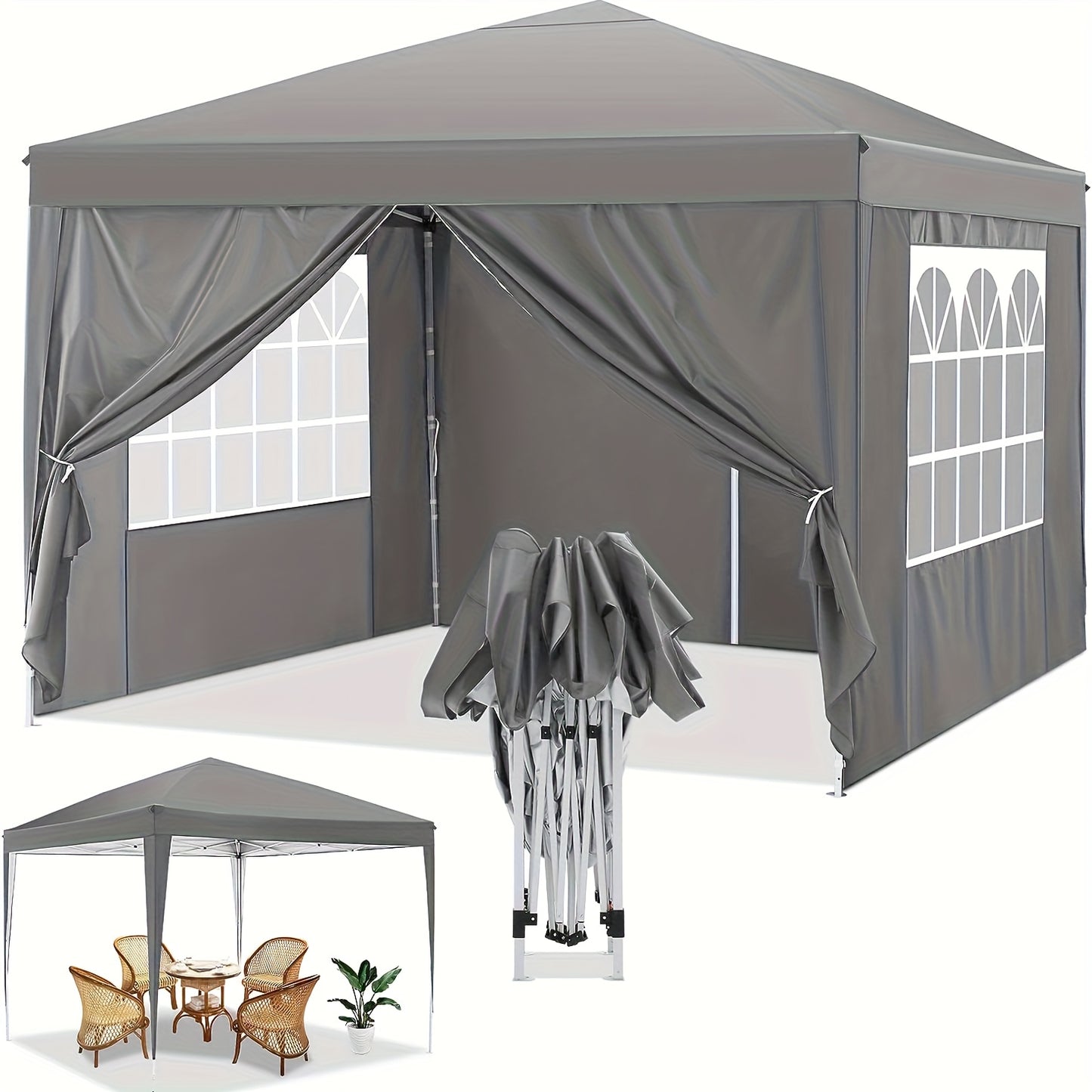 Pop-up Tent – Partytent – Markttent – Vouwtent – Eventtent – Zwart – 3,05x3,05 Meter – Snelle Opbouw – Waterafstotend Oxford Doek