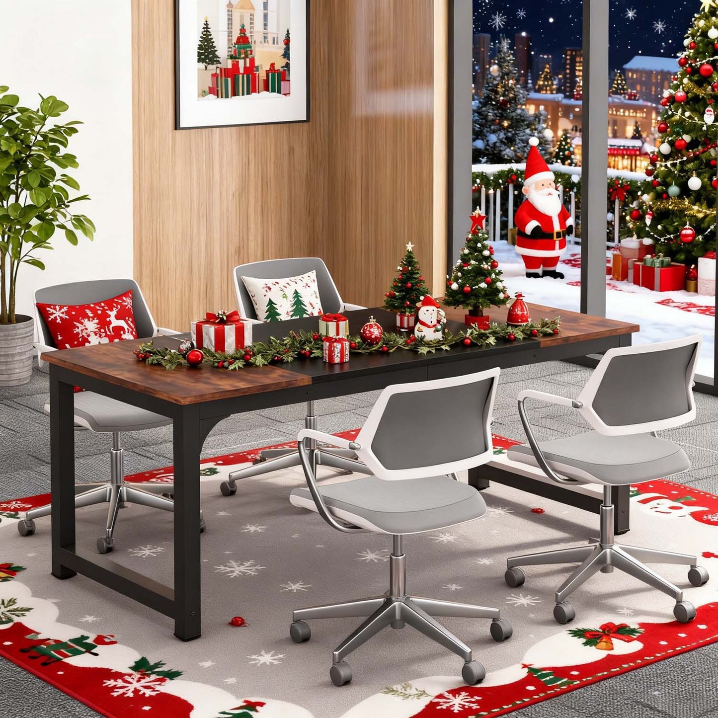 Industrial 180x80x75cm Office Computer Desk, Large PC Work Table for Study, Gaming or Dining, Easy to Assemble, Great for Christmas Decorations & Holiday Home Office Use
