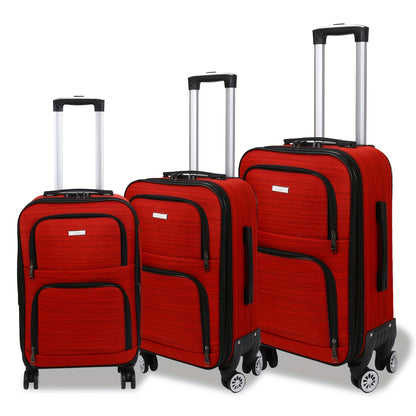 Kofferset – Reiskoffers – Trolley Set – Handbagage – Ruimbagage – TSA Cijferslot – 20% Uitbreidbaar – 360° Zwenkwielen – Verstelbare Trekstang – Hard Oxford Materiaal – Rood
