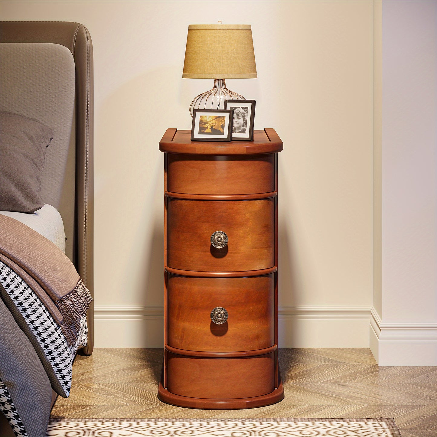 Houten Sidetable – Bedtafel – Nachtkastje – Smalle Bijzettafel – Opbergtafel – Massief Hout – Geen Montage Nodig – Met Lade – Multifunctioneel