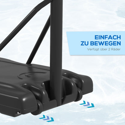 Basketbalbord – Basketbalstandaard – Basketbalring – Basketbalsysteem – Verstelbare Hoogte 230-305 cm – Met Wielen en Vulbare Voet – Weerbestendig Stalen Frame