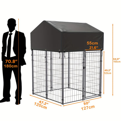 162cm High Heavy Duty Metal Welded Wire Dog Cage House Outdoor Kennel Playpen Cage with Waterproof Sunshade for Chickens, Ducks, Rabbits, Dogs and Other Small Pets