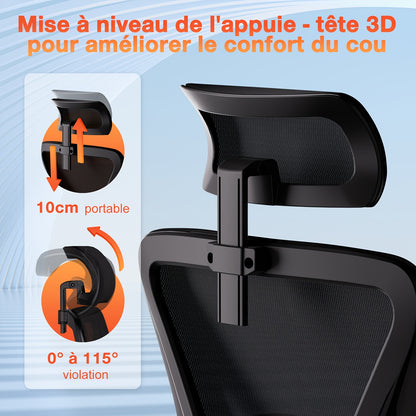 Office Chair, Ergonomic Office Chair With Adjustable Backrest And Folding Armrests, Executive Chair 150 Kg, Ergonomic Chair Rocking Function Up To 135°, For Bedrooms And Offices