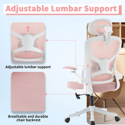 Ergonomic Office Chair, Desk Chair with Adjustable Headrest, Armrests, Lumbar Support, Swivel Chair, Rocker Function, Mesh Executive Chair, Back-Friendly, Office Chair 150 kg