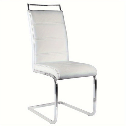 Eetkamerstoelen Set 2 Stuks – Stoelen – Keukenstoelen – Barkrukken – Bijzetstoelen – Moderne Witte Armless Stoelen – Gebogen Rugleuning – PU Kunstleer & Roestvrijstalen Frame – Zacht Gevuld – Max 150kg Draagkracht