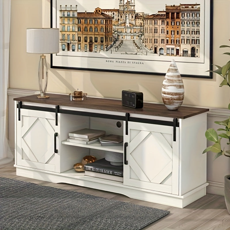 Tv-meubel – TV-meubel – TV-kast – TV-standaard – TV-dressoir – Modern Wit – 2 Dichte Kastdeuren & Open Planken – Kabelmanagement – Duurzaam & Ruimtebesparend