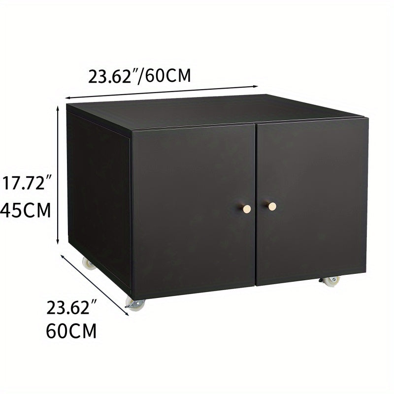 Printermeubel – Printerstandaard – Printerkastje – Printertafel – Printerwagen – Verstelbaar Werkblad – Mobiel Op Wieltjes – Met Opbergruimte – Zwart Metalen Design