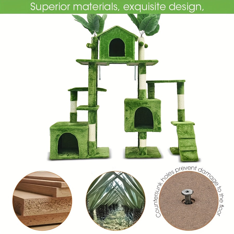 Kattenklimtoren – Kattenboom – Krabpaal – Speeltoren – Klimmeubel – Hoog 149,86 cm – Duurzaam Houten Frame – Zachte Bekleding