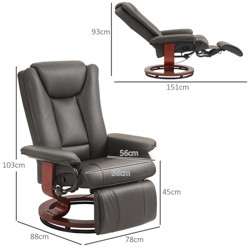 Relaxfauteuil – Loungefauteuil – Relaxstoel – Draaifauteuil – Fauteuil – Verstelbare Rugleuning – 360° Draaibare Basis – Kunstleren Bekleding – Stalen Frame – Geschikt Tot 150 Kg
