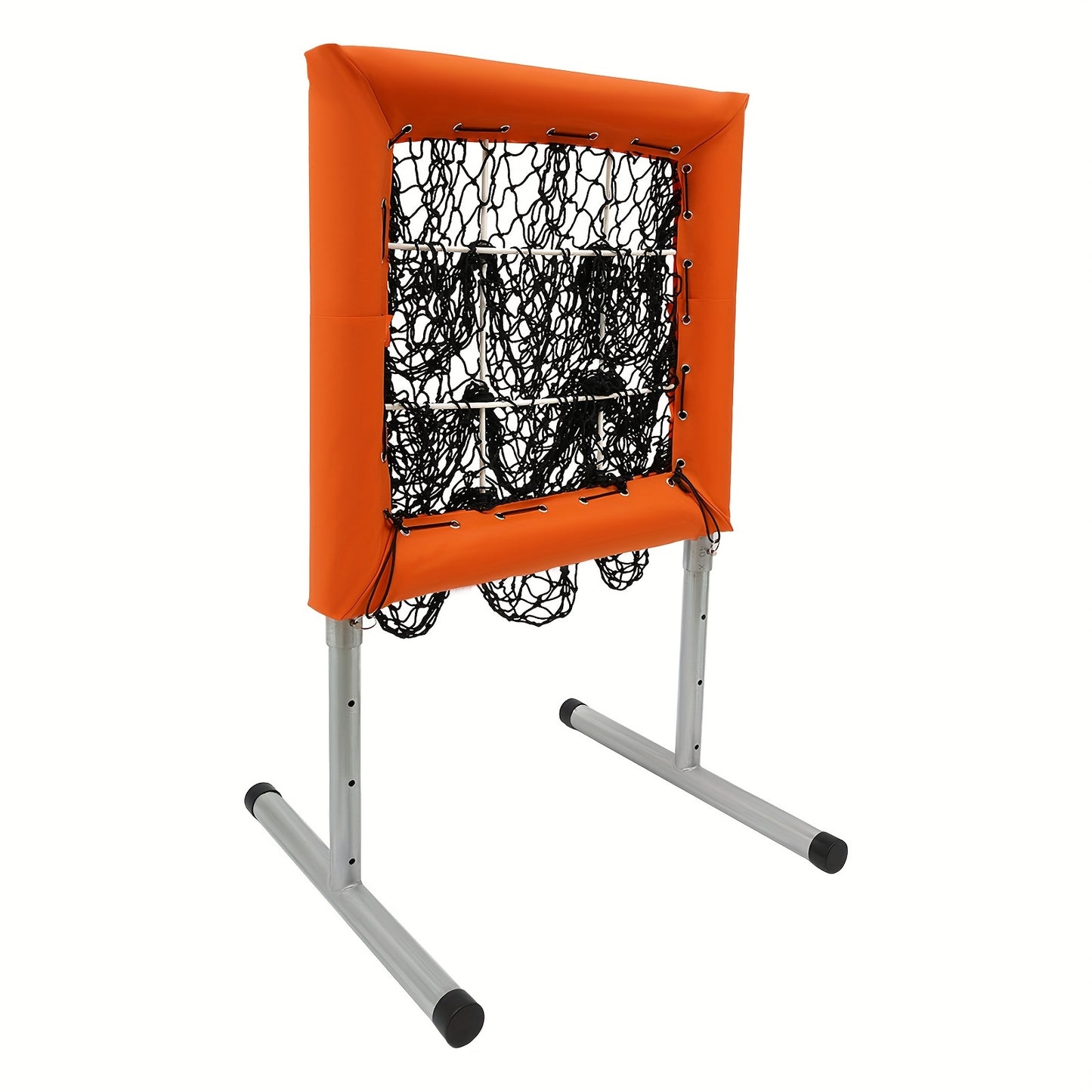 Honkbalnet – Trainingsnet – Oefennet – Slagnet – Werpnet – Verstelbare Hoogte 70-120 cm – Stalen Frame Met Polyester Net – Oranje/ Zwart – Draagbaar Vrijstaand Ontwerp