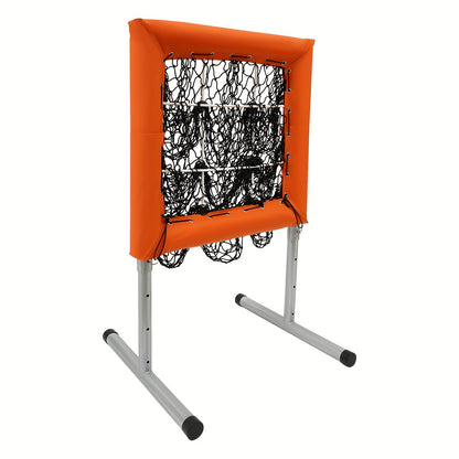 Honkbalnet – Trainingsnet – Oefennet – Slagnet – Werpnet – Verstelbare Hoogte 70-120 cm – Stalen Frame Met Polyester Net – Oranje/ Zwart – Draagbaar Vrijstaand Ontwerp