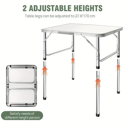 Verstelbare Vouwbare Camping - Picknicktafel – Lichtgewicht Aluminium Frame met Houten Blad – Ruimtebesparend Werk- of Eettafel voor Balkon, Tuin of Kleine Keuken