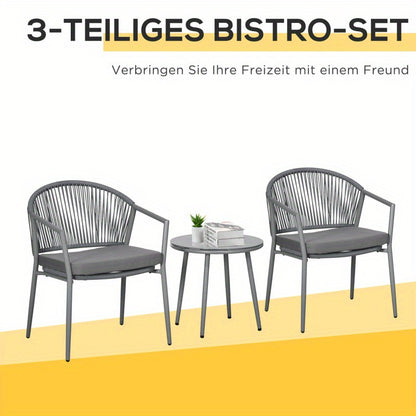 2-Persoons Tuinmeubelset – Loungeset – Balkonset – Terrasmeubilair – Buitenmeubels – Lichtgrijs – Compact Formaat – Weerbestendige Kussens