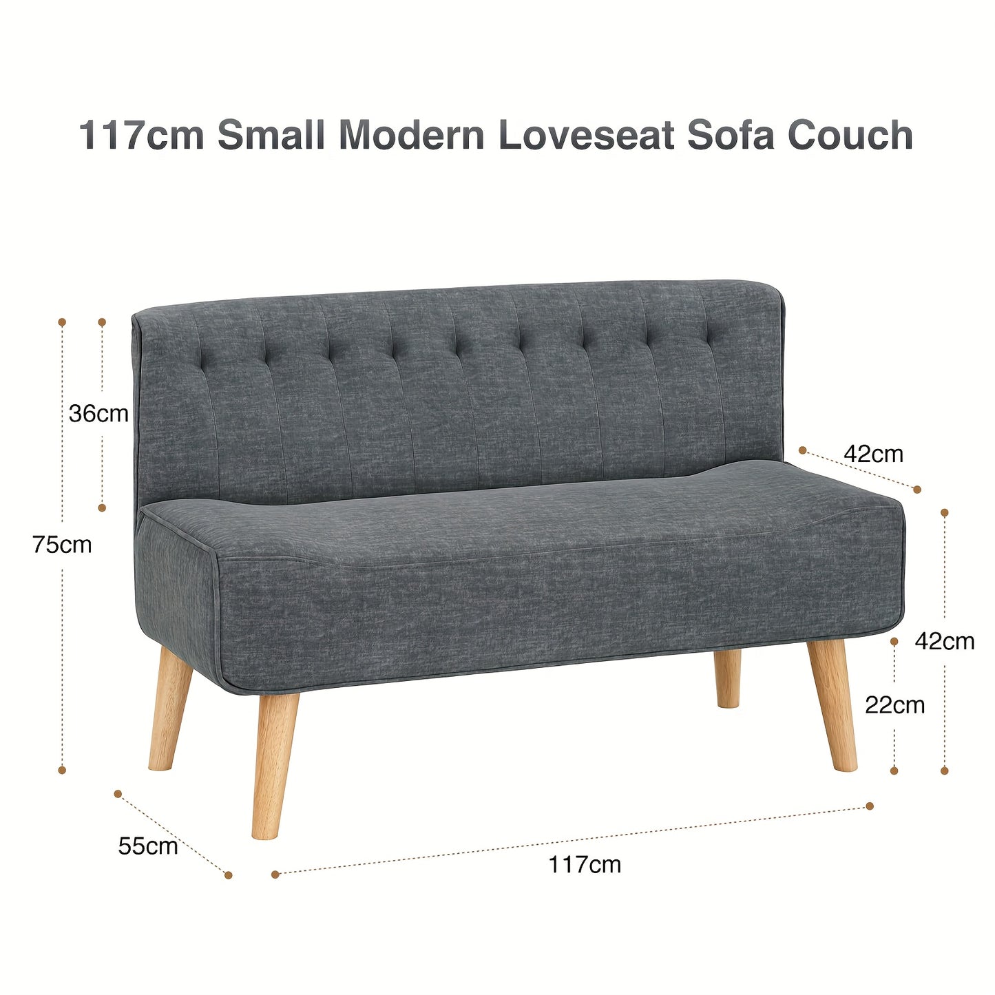 2-Zitsbank – Loveseat – Sleeper Sofa – Sofa Bed – Futon – Linnenlook Stof – Compact & Onderhoudsvriendelijk
