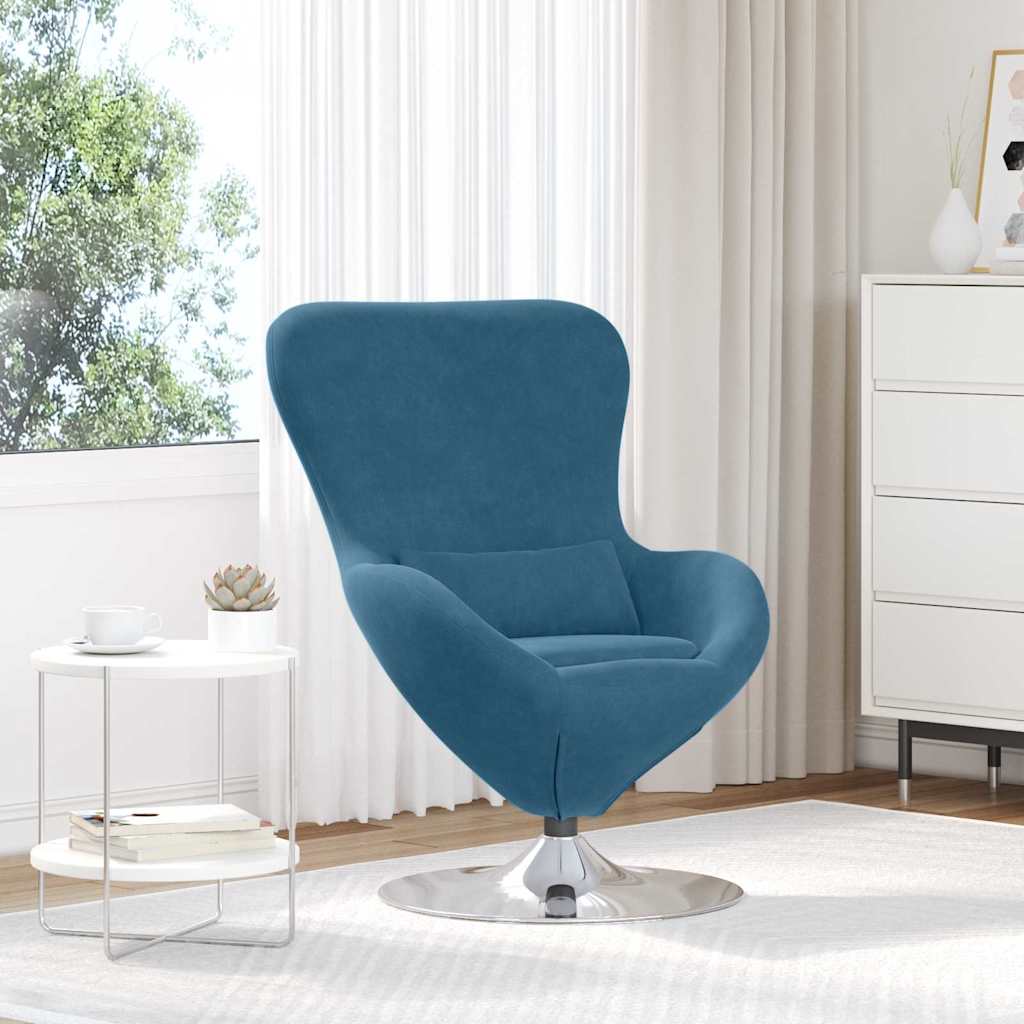Fauteuil – Draaifauteuil – Relaxstoel – Loungestoel – Zithoekstoel – Blauw Fluweel – 360 Graden Draaibaar – Ergonomisch Comfort