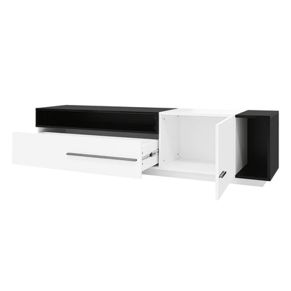 High-gloss TV Stand, Low Cabinet, TV Stand, TV Chest Of Drawers, 170cm - for TVs Up to 70 Inches, with Drawers, Doors And Open Compartments