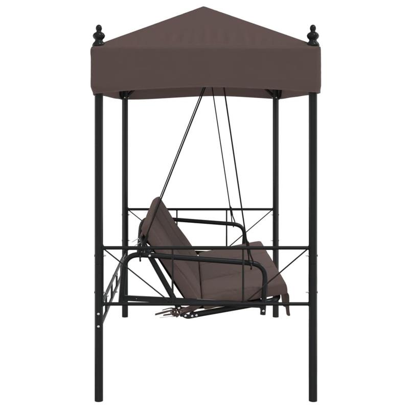 Hollywood Schommelstoel – Schommelstoel Met Kap – Loungestoel Buiten – Hangstoel Tuin – Patio Stoel Bruin – Stevig Stalen Frame – Weerbestendig Met Kussen