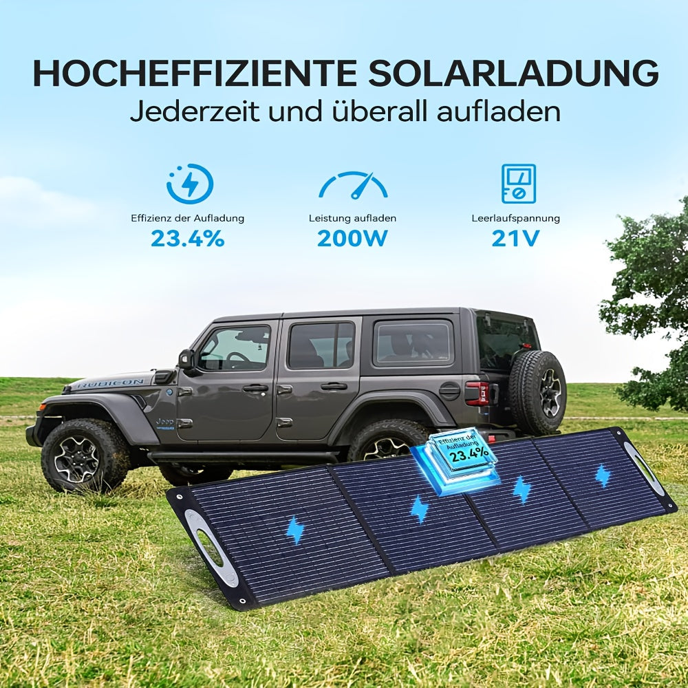 200W Zonnepaneel – Zonnecel Panelen – Opvouwbaar Zonnepaneel – Draagbaar Solar Paneel – Monokristallijn Zonnepaneel – Hoog Rendement 23,4% – Weerbestendig Met ETFE Coating