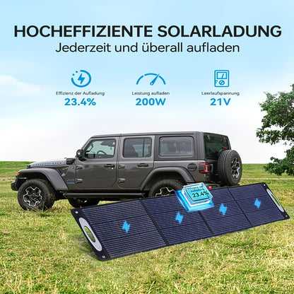 200W Zonnepaneel – Zonnecel Panelen – Opvouwbaar Zonnepaneel – Draagbaar Solar Paneel – Monokristallijn Zonnepaneel – Hoog Rendement 23,4% – Weerbestendig Met ETFE Coating