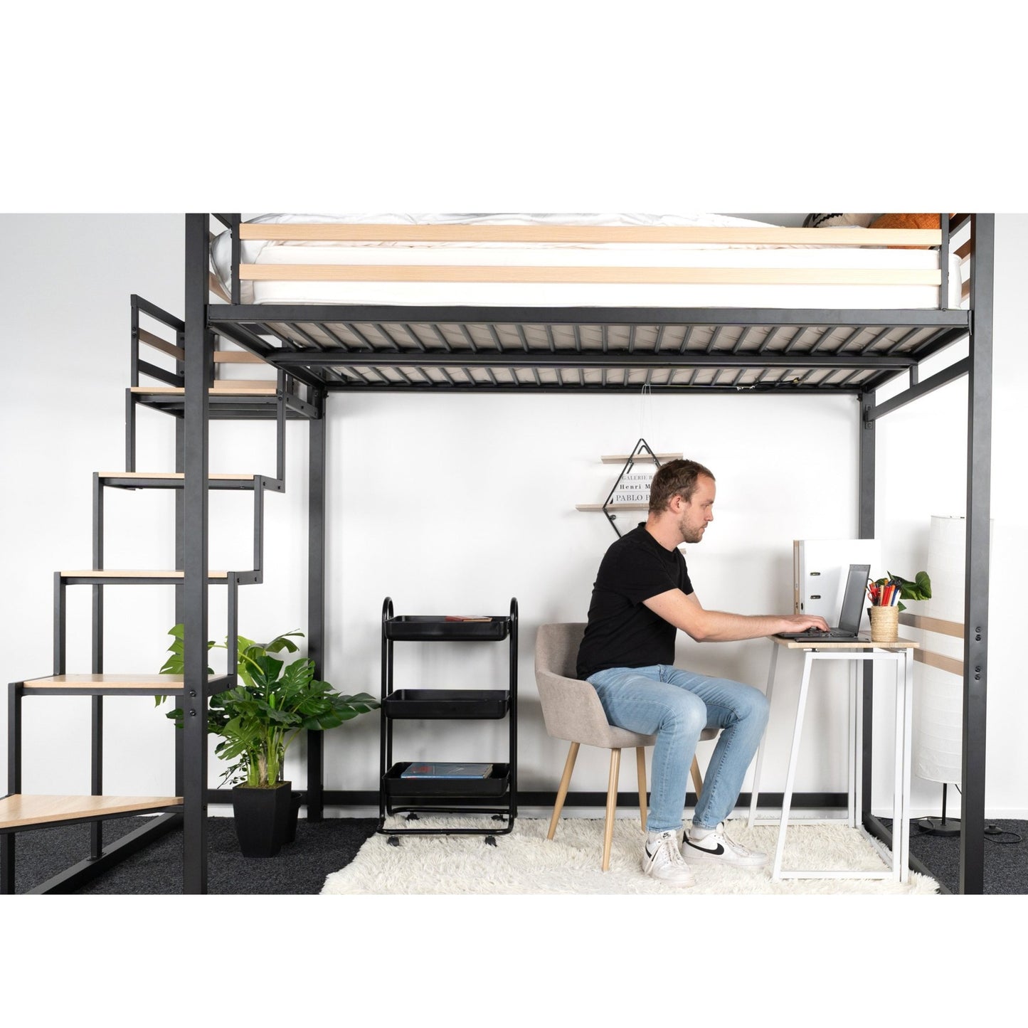 Opvouwbaar Bureau – Werkplek – Studieplek – Tafel – Schrijfplek – Scandinavisch Design – Eikenhout – Metalen Frame – Compact 41,5x80x74 cm
