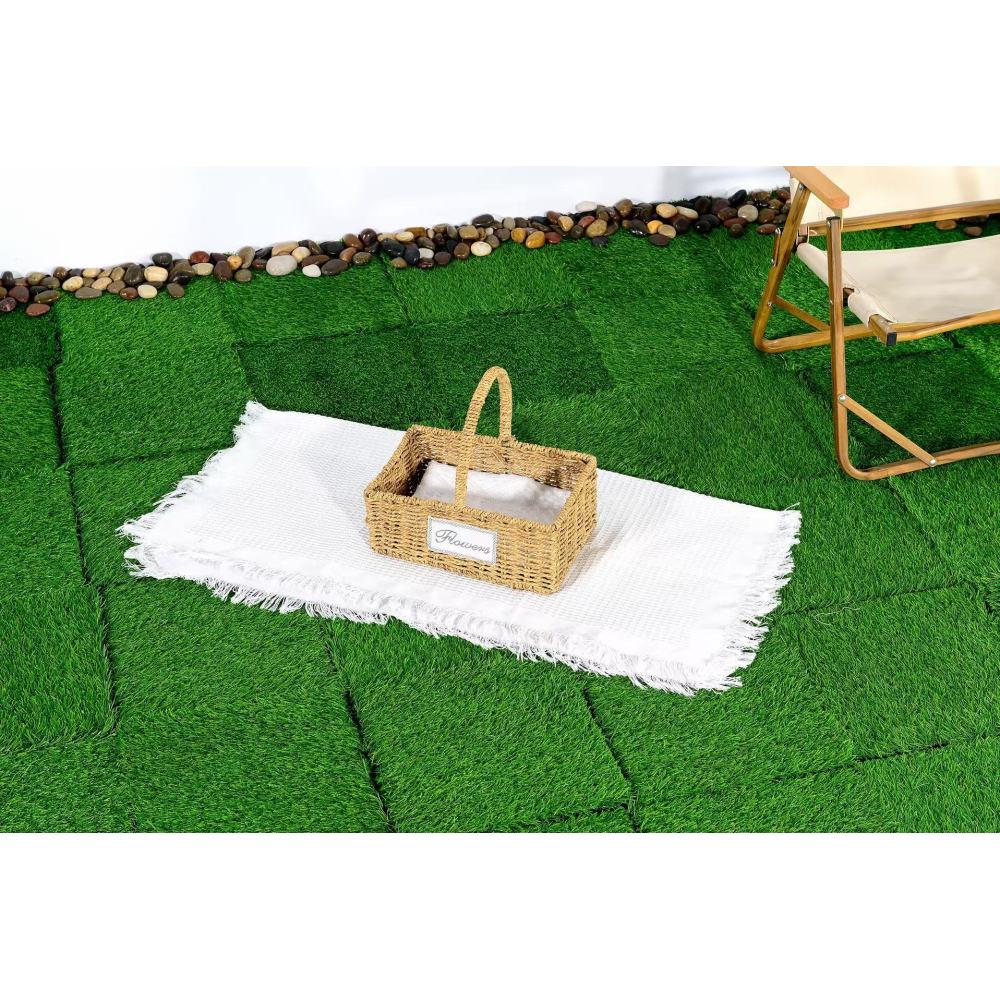 Kunstgrastegels – Vlondertegels – Terrastegels – Tuintegels – Kliktegels – 36 Stuks – 30,48 x 30,48 cm – Weerbestendig Met Afwateringsgaatjes