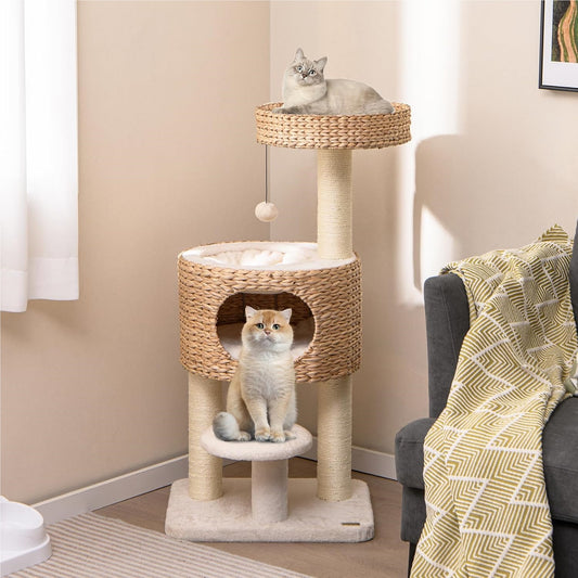 Krabpaal – Kattenboom – Krabmeubel – Kattenhuis – Krabtoren – 104 cm Hoog – Sisal Krabpaal Met Zacht Nestje