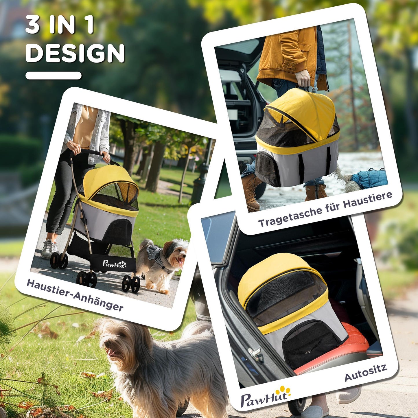 Hondenwagen – Hondenbuggy – Huisdierenwagen – Wandelwagen – Draagtas – 2-in-1 Opvouwbaar – Gevoerd Zitkussen & Remmen