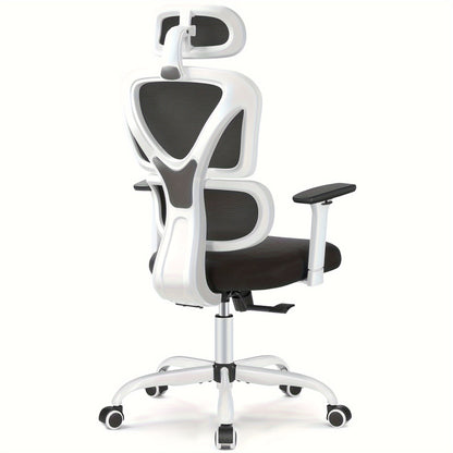 Bureaustoel – Kantoorstoel – Office Chair – Gamingstoel – Ergonomische Stoel – Verstelbare Lendensteun – Hoogteverstelbaar – Met Hoofdsteun – Belastbaar Tot 150 kg – Memory Foam Zitting – Wit