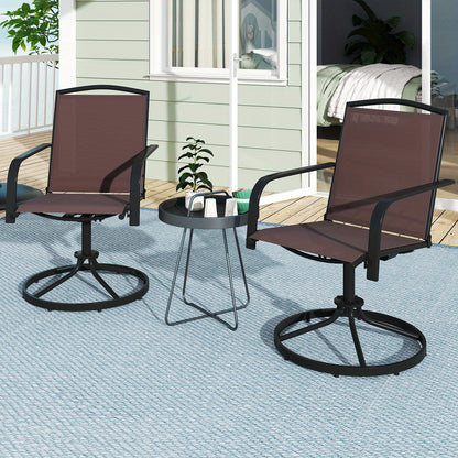 Tuinstoel – Tuinstoelen – Draaifauteuil – Relaxstoel – Loungestoel – Set van 2 – 360° Draaibaar – Handmatig Verstelbare Rugleuning – Hoogwaardige Ademende Stof – Bruin