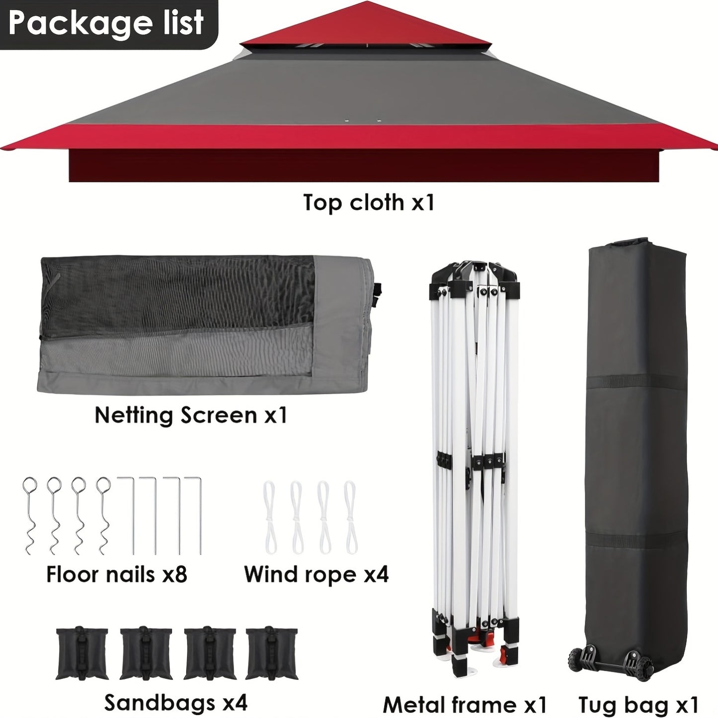 Partytent – Paviljoen – Tuintent – Feesttent – Vouwtent – 3,3x3,3m – Waterafstotend Oxford Doek – 4 Muskietennetten Met Ritsen – UPF 50+ UV Bescherming