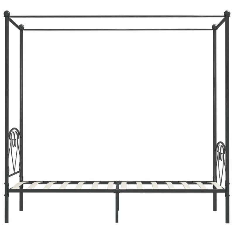 Sturdy Metal Canopy Bed Frame with Scrollwork Design, 89.92cm x 201.93cm, Grey - Elegant and Durable for Modern Bedrooms, Easy Assembly, Mattress Not Included