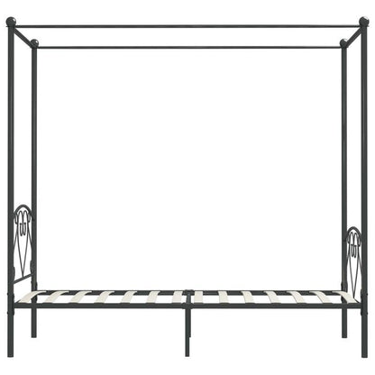 Sturdy Metal Canopy Bed Frame with Scrollwork Design, 89.92cm x 201.93cm, Grey - Elegant and Durable for Modern Bedrooms, Easy Assembly, Mattress Not Included