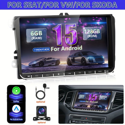 Android Autoradio – Car Stereo – Multimedia Systeem – Double Din Navigatie – Touchscreen – 9 Inch Capacitive Display – Wireless CarPlay & GPS – Inclusief Achteruitrijcamera en Microfoon