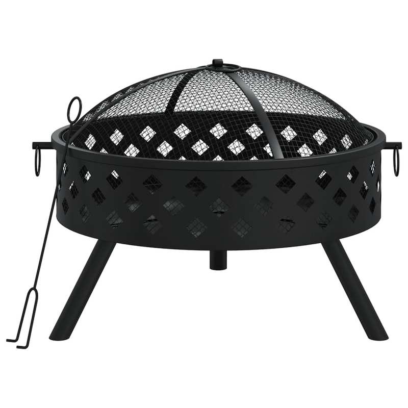Vuurkorf – Tuinhaard – Buitenhaard – Terrashaard – Vuurschaal – Zwart – XXL 58 cm – Staal – Inclusief Houthaak