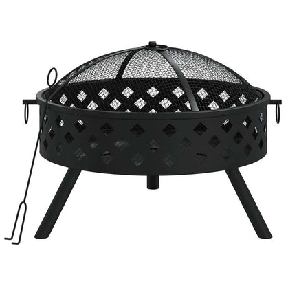 Vuurkorf – Tuinhaard – Buitenhaard – Terrashaard – Vuurschaal – Zwart – XXL 58 cm – Staal – Inclusief Houthaak