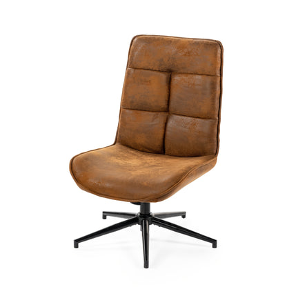MEUBLES COSY Office Chair Without Armrests with Adjustable Height And Swivel Vintage Style Steel Legs Brown Fabric Covering