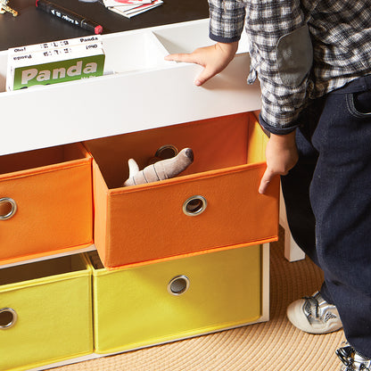 Speelgoedtafel – Activiteitentafel – Kindertafel – Kindermeubel – Tafel Met Stoelen – Dubbelzijdig Tafelblad – 4 Opbergmanden – MDF & Hout – Geschikt Voor Kinderen Vanaf 14 Jaar