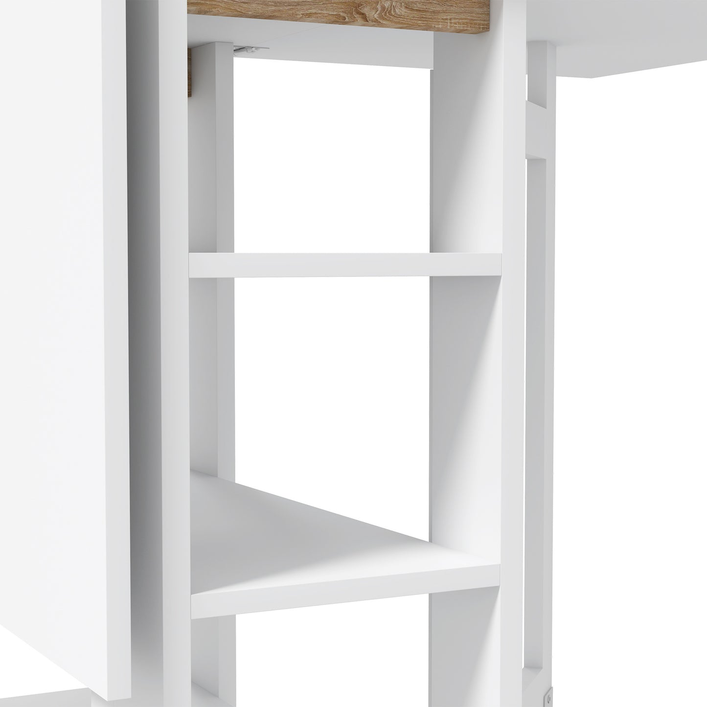 Opvouwbare Eettafel – Klaptafel – Keukentafel – Wieltjes Trolley – Inklapbare Tafel – Moderne Compacte Ontwerp – 120x60x75 cm – Met 2 Uitklapbare Bladen & 3 Planken – Wit