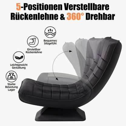 Ergonomische Lounge Stoel – Relaxstoel – Recliner – Tuinstoel – Leunstoel – Verstelbare Rugleuning – Duurzame Polyurethaan Stof – 5-Posities Recline – Grijs