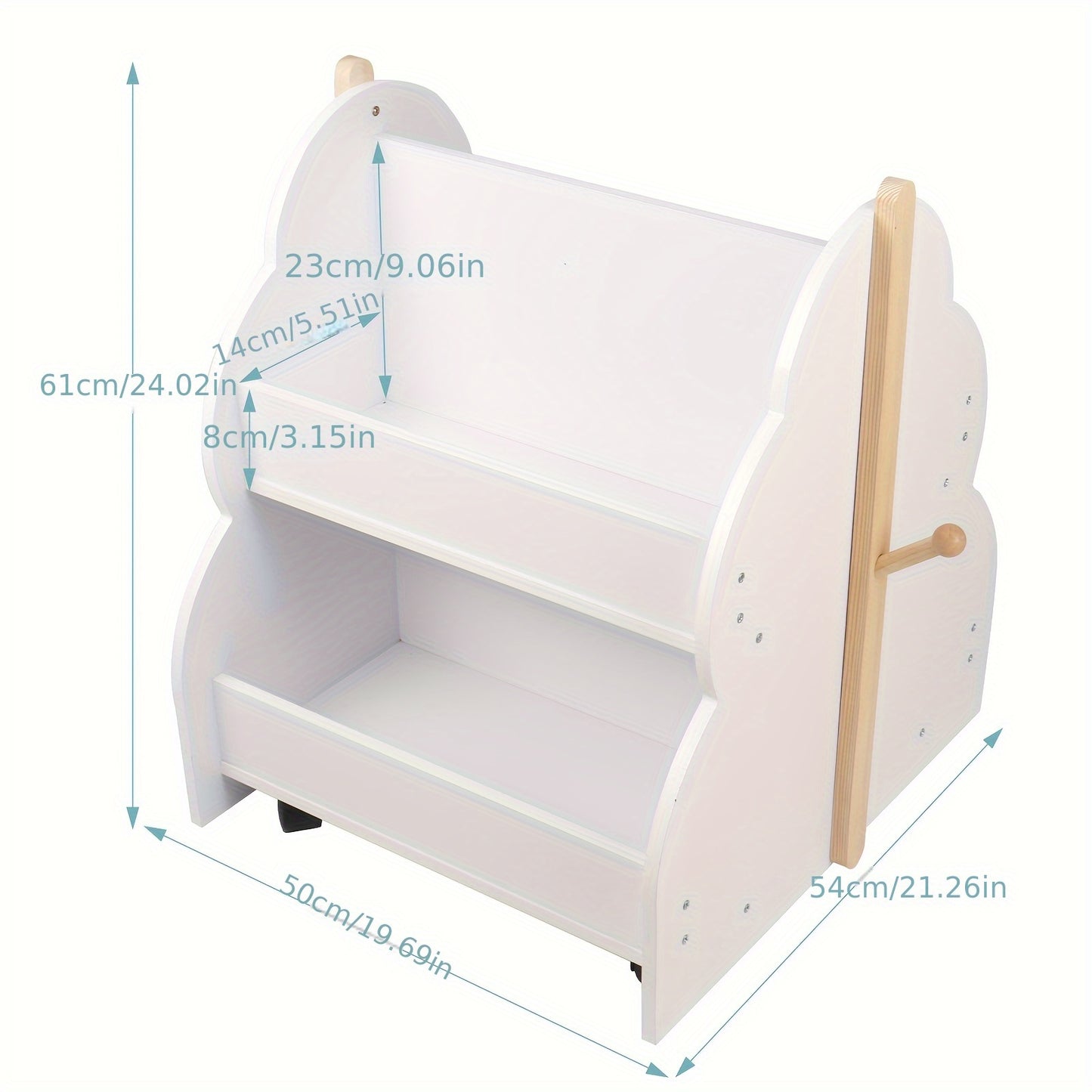 Boekenplank – Wandplank – Boekenrek – Opbergkast – Wandrek – Verrijdbaar en Geruisloos – Compact 50x54 cm