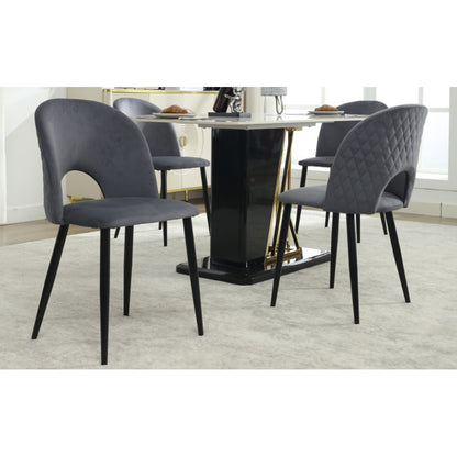 Eetkamerstoel – Stoel – Designstoel – Beklede Stoel – Fluwelen Stoel – Grijs + Fluweel – Verstelbare Poten – Robuust Metalen Frame