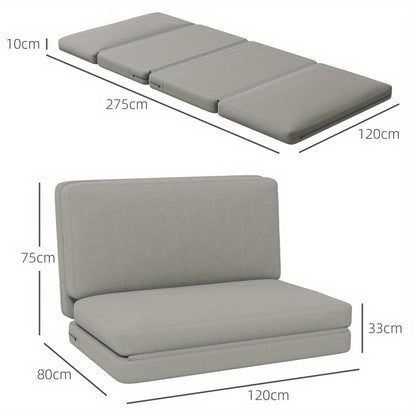 Vloersofa – Slaapbank – Loungestoel – Relaxstoel – Floorbed – 3-in-1 Opvouwbaar – Lichtgrijze Velvet Bekleding – Draagkracht Tot 240 Kg
