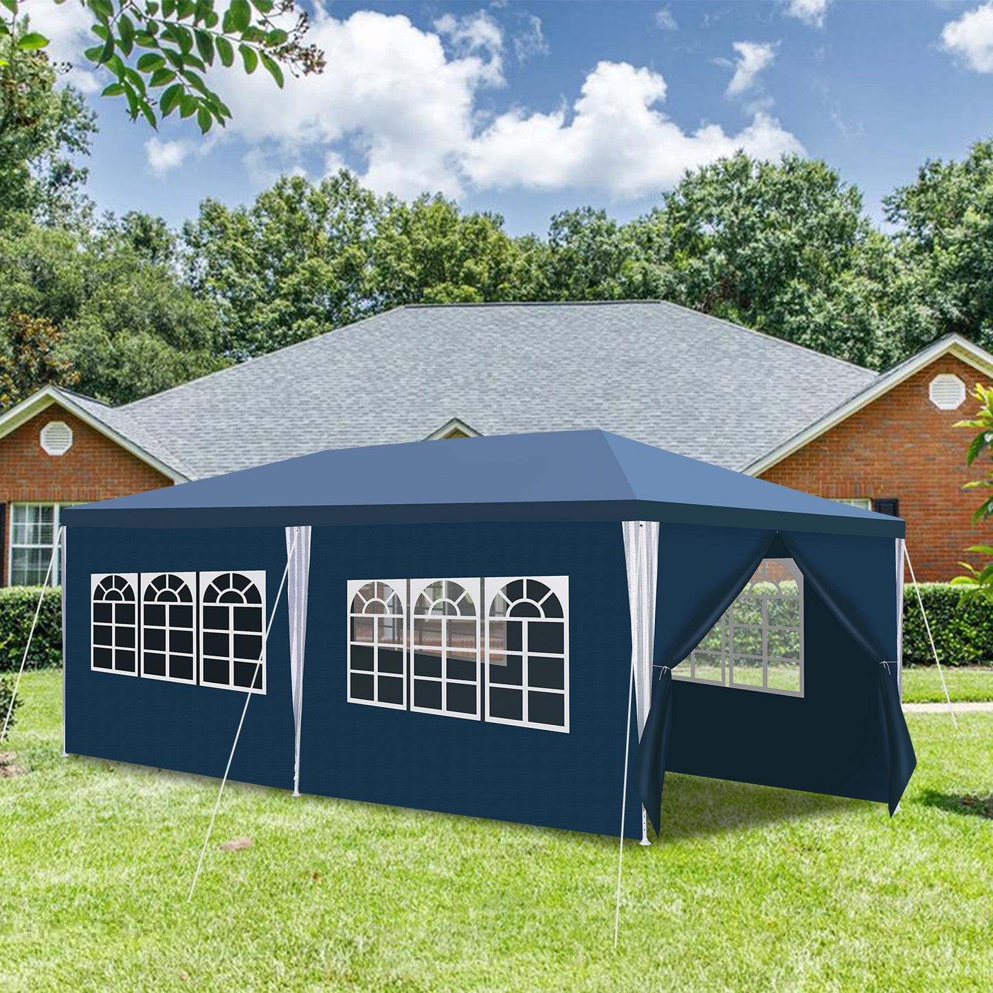 Partytent – Tuinpaviljoen – Feesttent – Terrastent – Tent Met Zijwanden – 3x6 Meter – UV-Bescherming & Waterafstotend Pezeil - Blauw