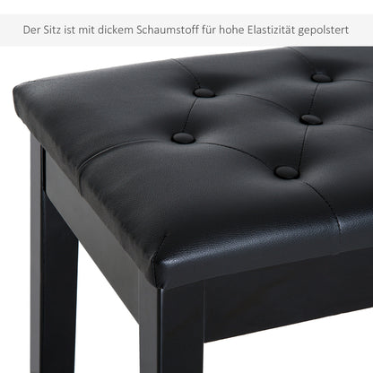 Pianokruk – Pianobank – Piano Kruk – Piano Stoel – Keyboardbank – Zwart Kunstleer – Rubberhout – 76x36x50 cm – Traditioneel Landelijk Design – Ruimte Voor Twee