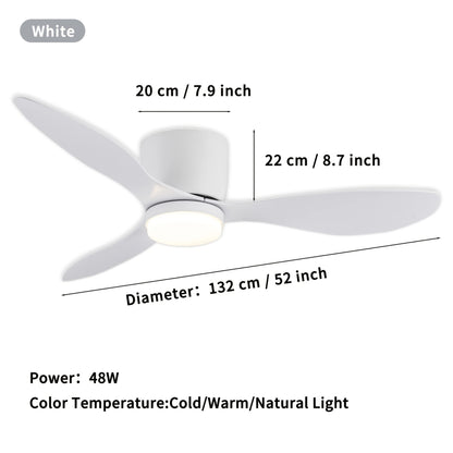 Plafondventilator – Ventilator Plafond – Ventilator Met Verlichting – Plafondventilator Met Afstandsbediening – Dimbare LED Verlichting – 132 cm Diameter – 6 Snelheden – Modern Wit Design