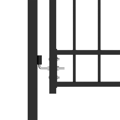 Metalen Tuinpoort – Tuinafscheiding – Beveiligingspoort – Poortpaneel – Sierpoort – Zwart Variant – 100x100 cm – Weerbestendig Staal – Gebogen Bovenkant