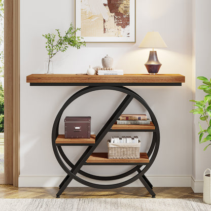 Slank Haltafelt – Smal Sofa Sidetable – Smalle Opbergtafel – Gangtafel – Metaal Houten Frame – 100 cm Breed – 4 cm Dikke Bladen – Robuust & Duurzaam